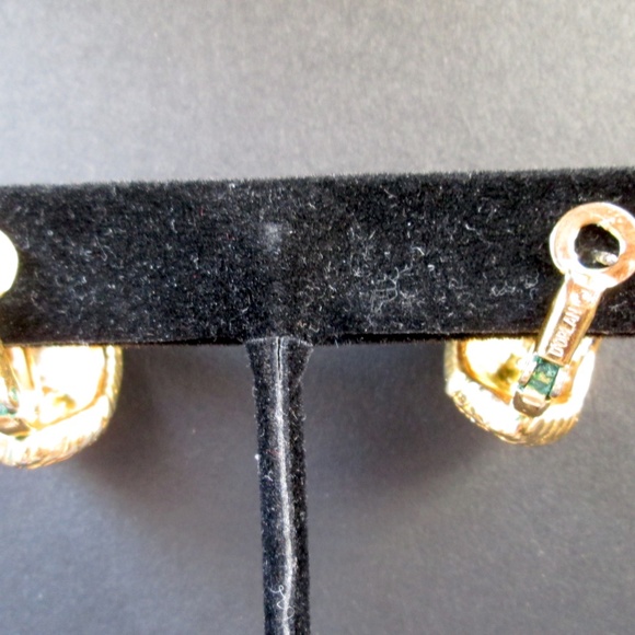 ✨ D'ORLAN 22K Gold Plated Pastel Multicolour Swarovski Crystal Half Hoops Signed - Picture 9 of 15